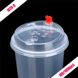(Exc VAT) 90mm LID WITH RED PLUG Made in Taiwan (White/Transparent) Boba Formosa