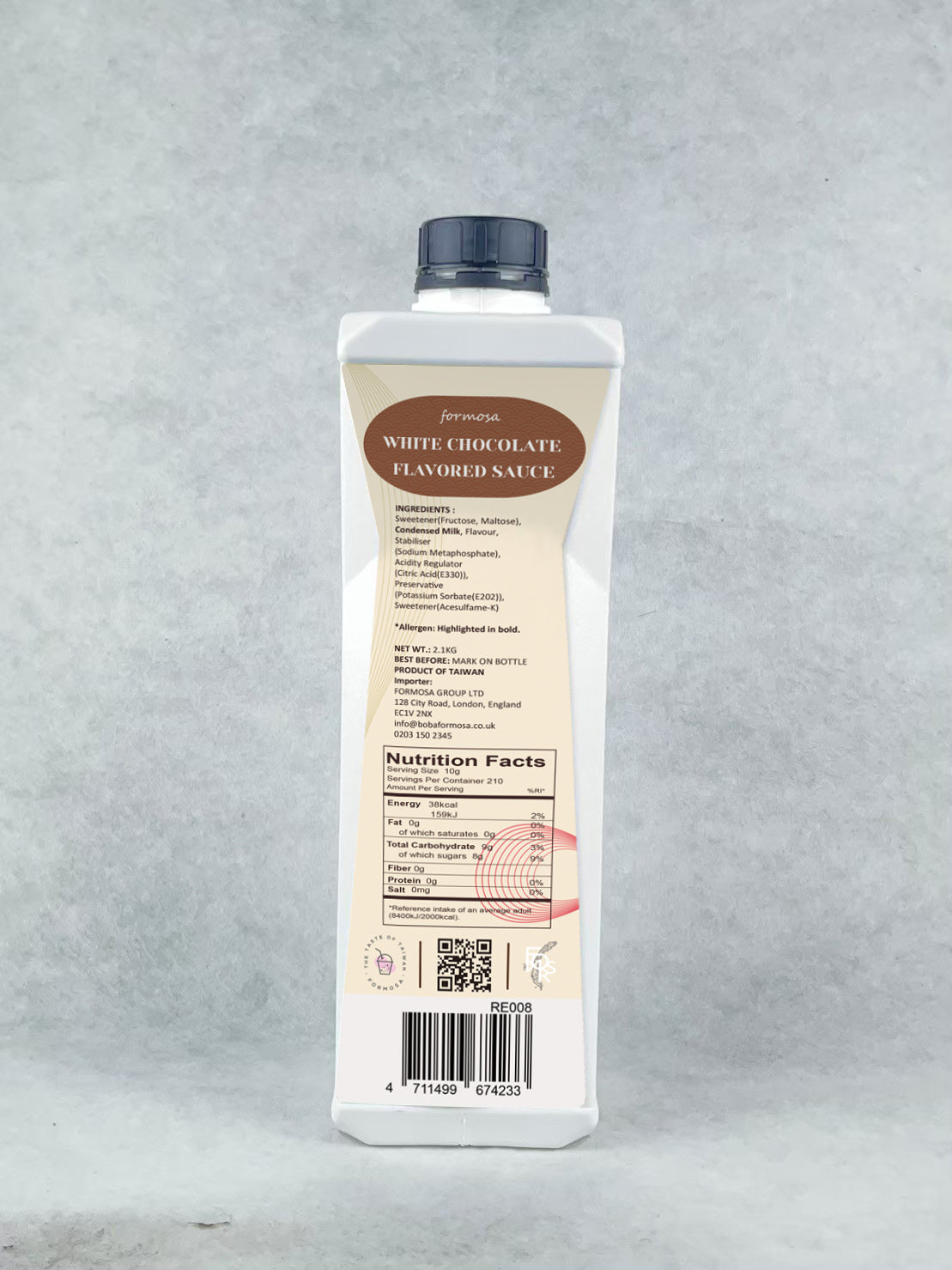WHITE CHOCOLATE SAUCE 2.1kg (squeeze bottle) Boba Formosa
