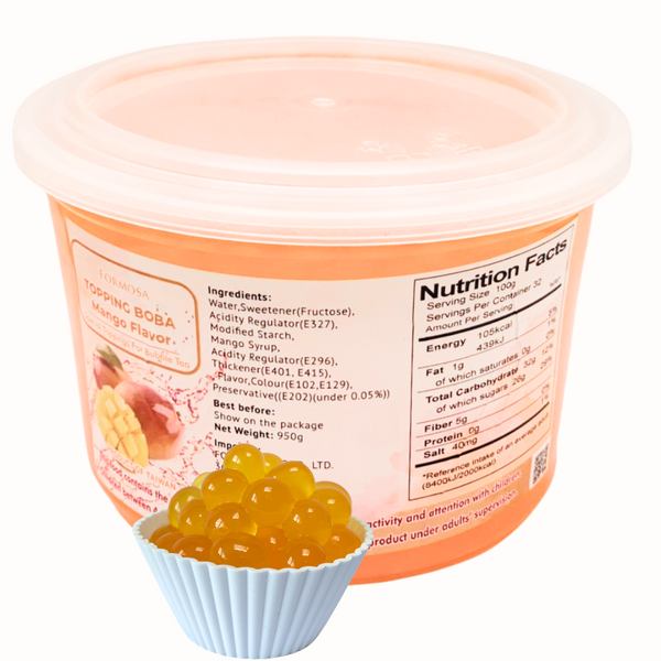 (B) Mango Flavoured Popping Balls 950g (BBD: Single pack - 10OCT2025) Boba Formosa