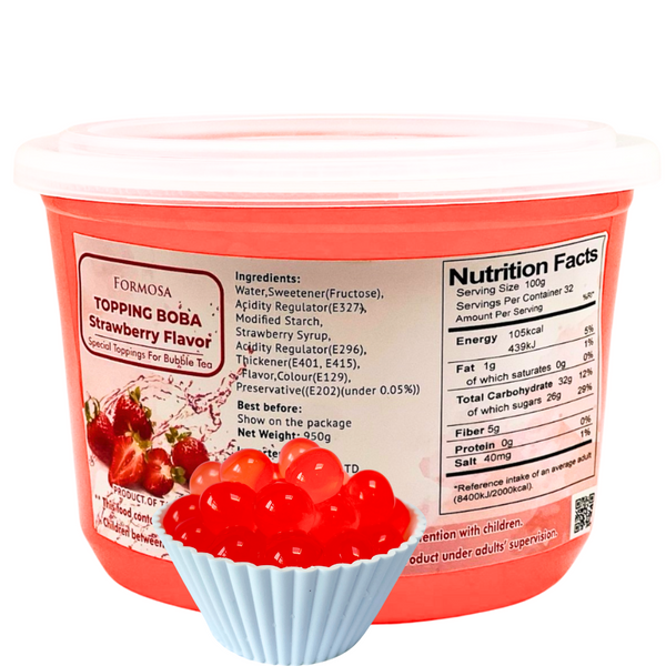 (B) Strawberry Flavoured Popping Balls 950g Boba Formosa