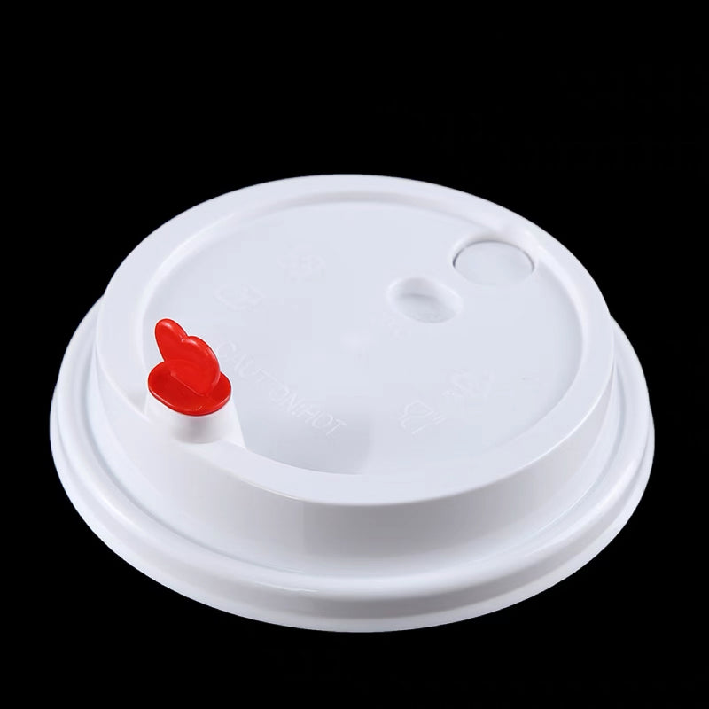 (Inc VAT) 90mm lid with red plug Made in Taiwan 90口徑杯蓋加紅塞 （White / Transparent) 台灣製 Boba Formosa