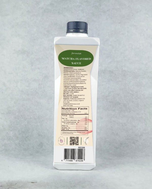 MATCHA SAUCE 2.1kg (squeeze bottle) Boba Formosa