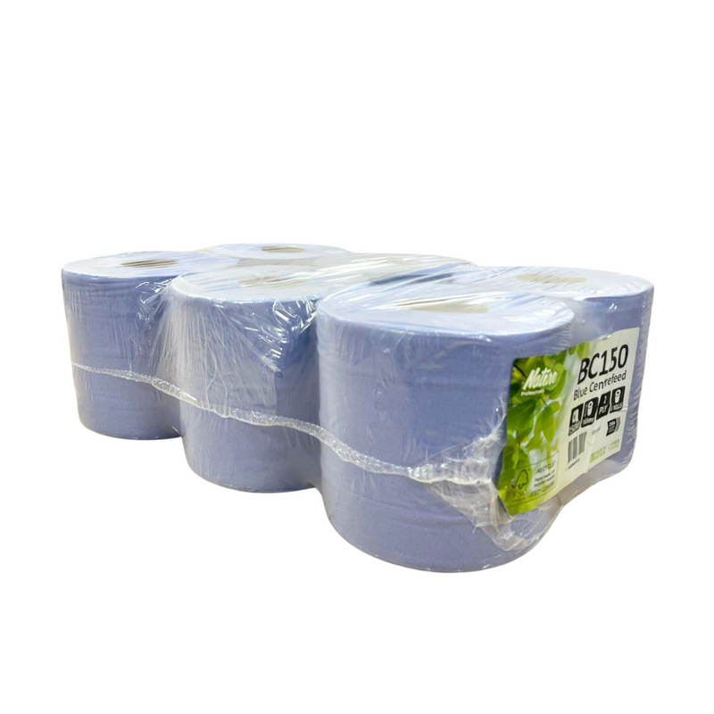 (Inc VAT) BLUE ROLL 2ply - Made in UK (6 Rolls)