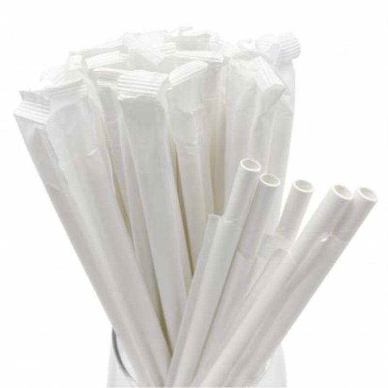 (Inc VAT)3 LAYERS INDIVIDUAL PACKED WHTIE PAPER STRAW 8 X 21 cm (3000 PCS) 細吸管（紙）白色 Boba Formosa